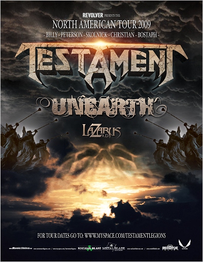 Testament U.S. Headlining Tour 2009 flyer