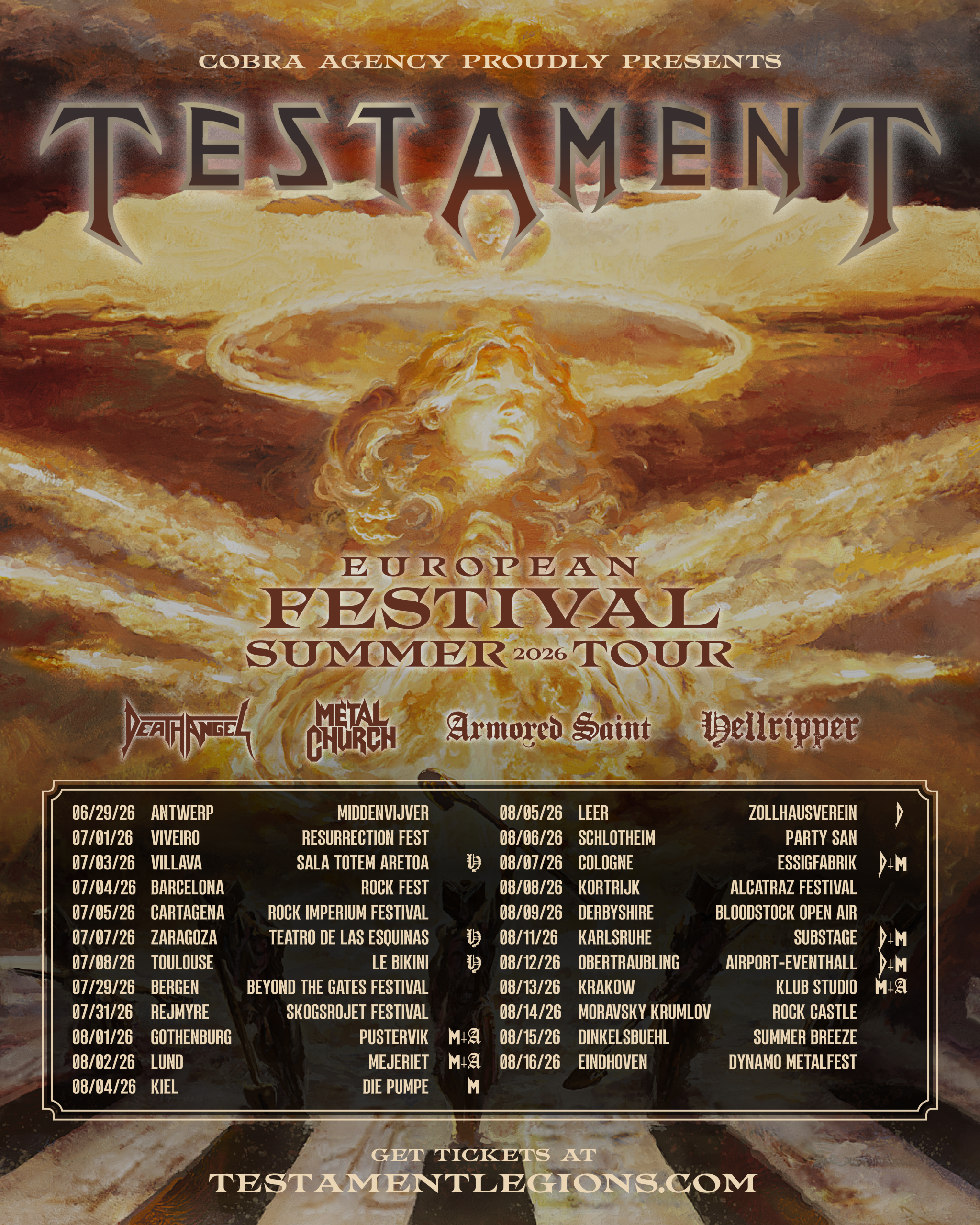 Testament Summer Festival Tour 2026